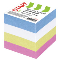 STAFF 120383 Блок для записей STAFF, проклеенный, куб 8х8 см, 800 листов, цветной, чередование с белым, 120383 
