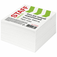 STAFF 126368 Блок для записей STAFF непроклеенный, куб 8х8х4 см, белый, белизна 90-92%, 126368 