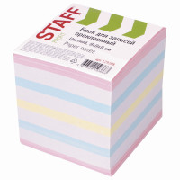 STAFF 129208 Блок для записей STAFF проклеенный, куб 9х9х9 см, цветной, чередование с белым, 129208 