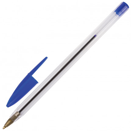 Ручка шариковая STAFF "Basic BP-01", письмо 750 метров, СИНЯЯ, длина корпуса 14 см, линия письма 0,5 мм, 141672 (арт. 141672)