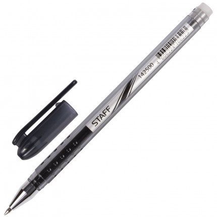 Ручка стираемая гелевая STAFF "College EGP-102", ЧЕРНАЯ, корпус черный, хромированные детали, узел 0,5 мм, линия письма 0,38 мм, 142500 (арт. 142500)
