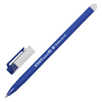 STAFF 143656 Ручка стираемая гелевая STAFF ERASE, СИНЯЯ, прорезиненный корпус, узел 0,5 мм, линия письма 0,35 мм, 143656 (упаковка 4 шт) 