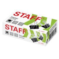 STAFF 224607 Зажимы для бумаг STAFF "EVERYDAY", КОМПЛЕКТ 12 шт., 25 мм, на 100 листов, черные, картонная коробка, 224607 