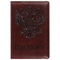 STAFF  Обложка для паспорта STAFF, полиуретан под кожу, "ГЕРБ", коричневая, 237604 
