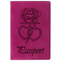 STAFF  Обложка для паспорта STAFF, бархатный полиуретан, "Роза", розовая, 237619 