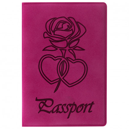 Обложка для паспорта STAFF, бархатный полиуретан, "Роза", розовая, 237619