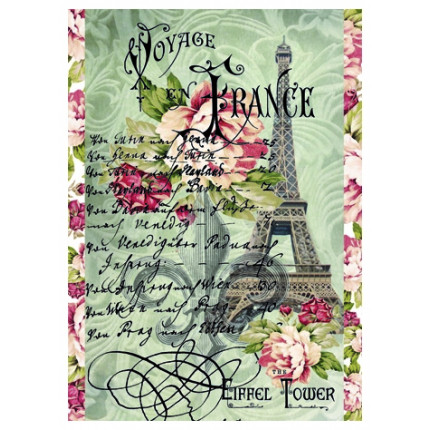 Бумага рисовая для декупажа А4 "Voyage en France Tour Eiffel" (арт. Бумага рисовая для декупажа А4)