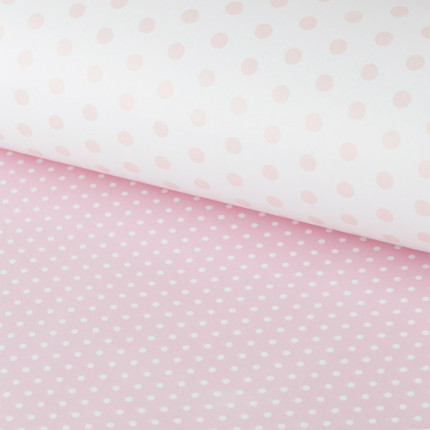 Упаковочная бумага двухсторонняя, горошек/ белый, розовый (глянцевая) (арт. 01)