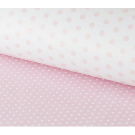 Двухсторонняя упаковочная бумага глянцевая , цвет 15 горошек/белый, розовый (арт. WPD-02/15)