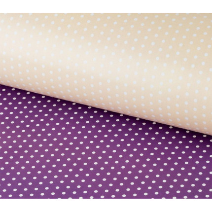 Двухсторонняя упаковочная бумага глянцевая, цвет 16 горошек/бежевый, фиолет. (арт. WPD-02/16)