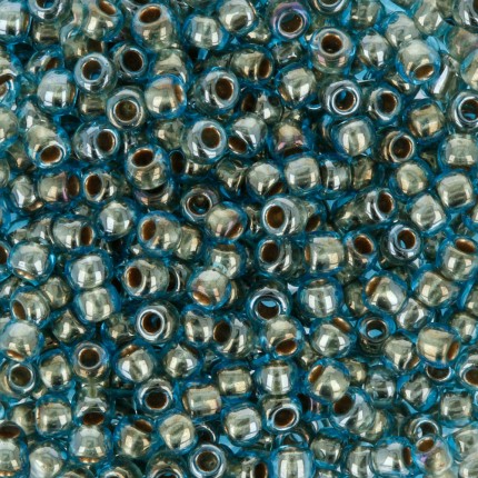 Бисер TOHO 11/0 круглый 4 2.2 мм 5 г №0990 голубой с золотым центром