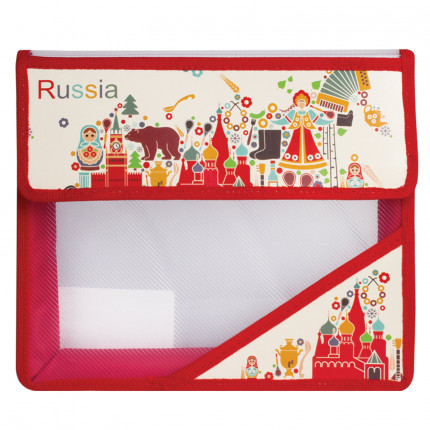 Папка для тетрадей, А5, пластиковая на липучке, с рисунком на уголке, "Россия", 226561 (арт. 226561)