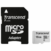 TRANSCEND TS16GUSD300S-A Карта памяти microSDHC 16 GB TRANSCEND UHS-I U1, 95 Мб/сек (class 10), адаптер, TS16GUSD300S-A 