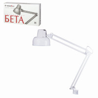 ТРАНСВИТ  Светильник настольный "Бета", на струбцине, лампа накаливания/люминесцентная/светодиодная до 60 Вт, белый, высота 70 см, Е27 