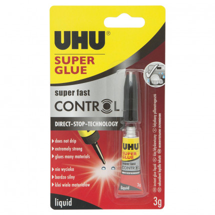 Клей моментальный UHU Super glue Control, 3 г, единичный блистер с европодвесом, 36015 (арт. 36015)