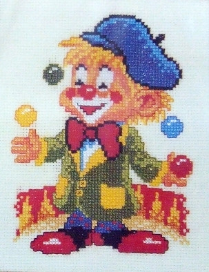 Клоун, схема для вышивки