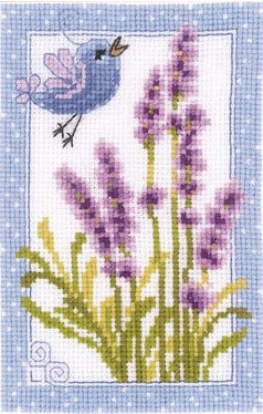 Набор для вышивания 60 Наборы для вышивания VERVACO, 8х12 см  Синяя птичка и цветы