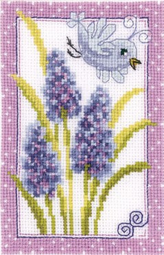 Набор для вышивания 61 Наборы для вышивания VERVACO, 8х12 см  Синяя птичка и цветы