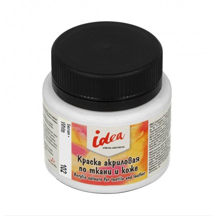 Краска по ткани и коже основные цвета Idea ITA-50 50 мл 102 Белая (White) (арт. ITA-50)