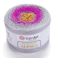 Flowers Alpaca Цвет 415 серый/фуксия/горчица