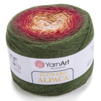 Flowers Alpaca Цвет 420 зеленый/красный/беж
