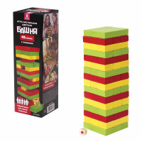 ЗОЛОТАЯ СКАЗКА  Игра настольная "ЦВЕТНАЯ БАШНЯ", 48 окрашенных деревянных блоков + кубик, ЗОЛОТАЯ СКАЗКА, 662295 