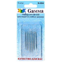 Gamma N-004 Иглы ручные для слабовидящих №5/9, 6 шт 