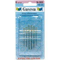 Gamma N-305 Иглы для шитья ручные  N-305 гобеленовые №18-24 6 шт., закругл. 