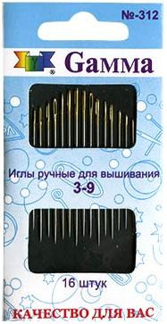 Иглы для шитья ручные N-312 для вышивания №3-9 16 шт. острые (арт. N-312)