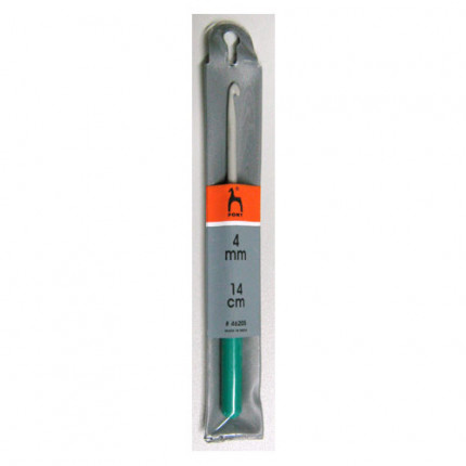Крючок вязальный PONY 46205 d 4,00 мм/14 см, алюминий, с пластиковой ручкой (арт. 46205)