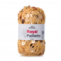 Royal Paillette хлопок 100% с пайетками 3мм и 6 мм Цвет 030 желток с золотыми пайетками