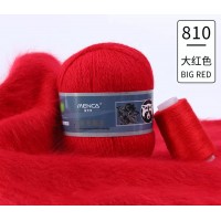 Пух норки с голубой этикеткой Цвет 810 алый