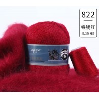 Пух норки с голубой этикеткой Цвет 822 красный темный