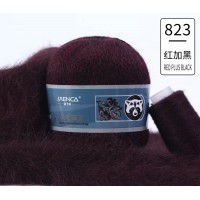 Пух норки с голубой этикеткой Цвет 823 бордовый с черным меланж