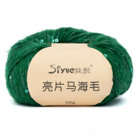 Siyve 32 Siyve мохер с пайетками  50гр. 150 м (32% мохер, 40% акрил, 28% нейлон)  (упаковка 5 шт) 32 зеленый