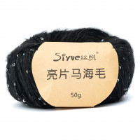 Siyve 37 Siyve мохер с пайетками  50гр. 150 м (32% мохер, 40% акрил, 28% нейлон)  (упаковка 5 шт) 37 черный мультиколор