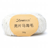 Siyve 48 Siyve мохер с пайетками  50гр. 150 м (32% мохер, 40% акрил, 28% нейлон)  (упаковка 5 шт) 48 белый с серебром