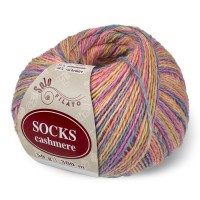 Socks Cashmere Цвет 4044 кораллово - красный / джинс / желтый