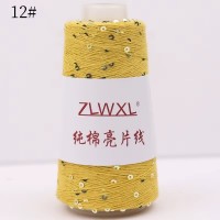 Хлопок 100% с пайетками 3мм 50г 400м Цвет 012 жёлтый