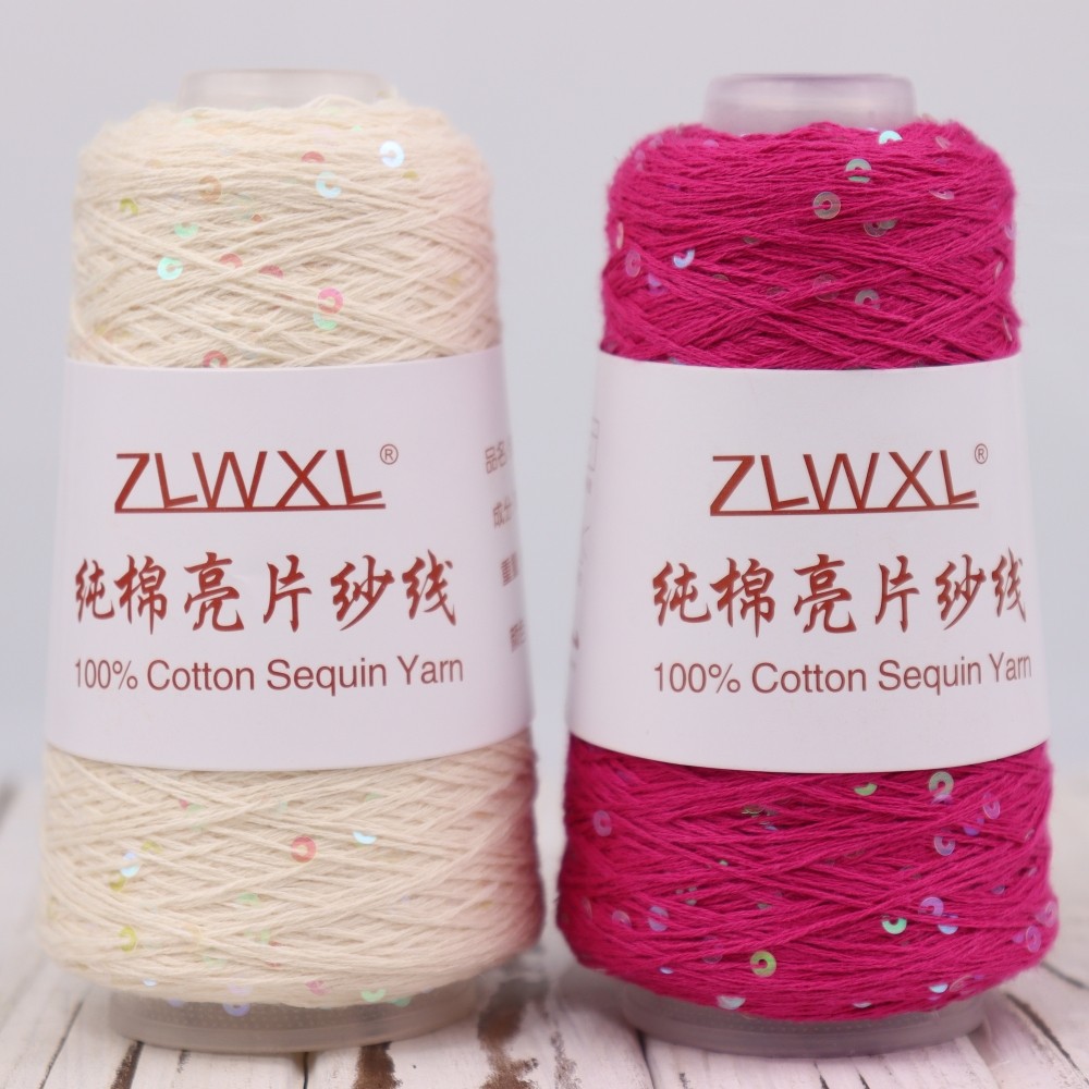 Пряжа для вязания ZLWXL Хлопок 100% с пайетками 3мм 50г 400м