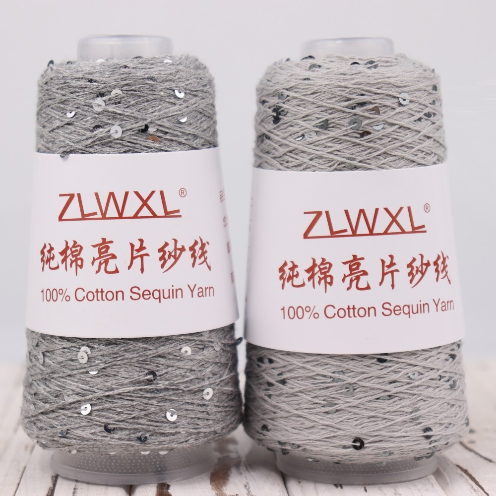 Пряжа для вязания ZLWXL Хлопок 100% с пайетками 3мм 50г 400м
