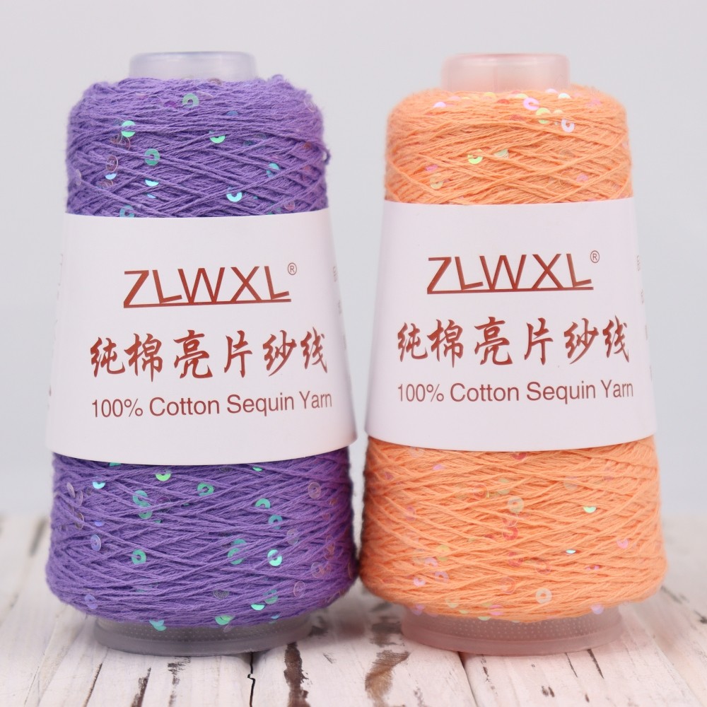 Пряжа для вязания ZLWXL Хлопок 100% с пайетками 3мм 50г 400м