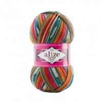 Superwash Comfort Socks Цвет 7839 оранжевый-лазурный