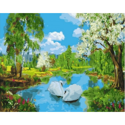 Картина по номерам 40х50 GX37075 Лебеди в озере (арт. GX37075)