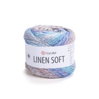 Linen soft Цвет 7402 бирюза-синий-бежевый-серый