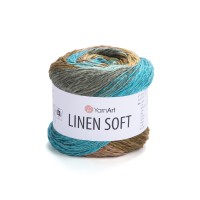 Linen soft Цвет 7409 бирюзовый-горчичный-бежевый