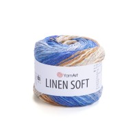 Linen soft Цвет 7411 голубой-синий-бежевый