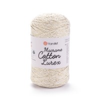 Macrame Cotton Lurex Цвет 724 молочный с золотом