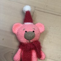 Розовый медвежонок в колпачке и шарфике от автора Алла
